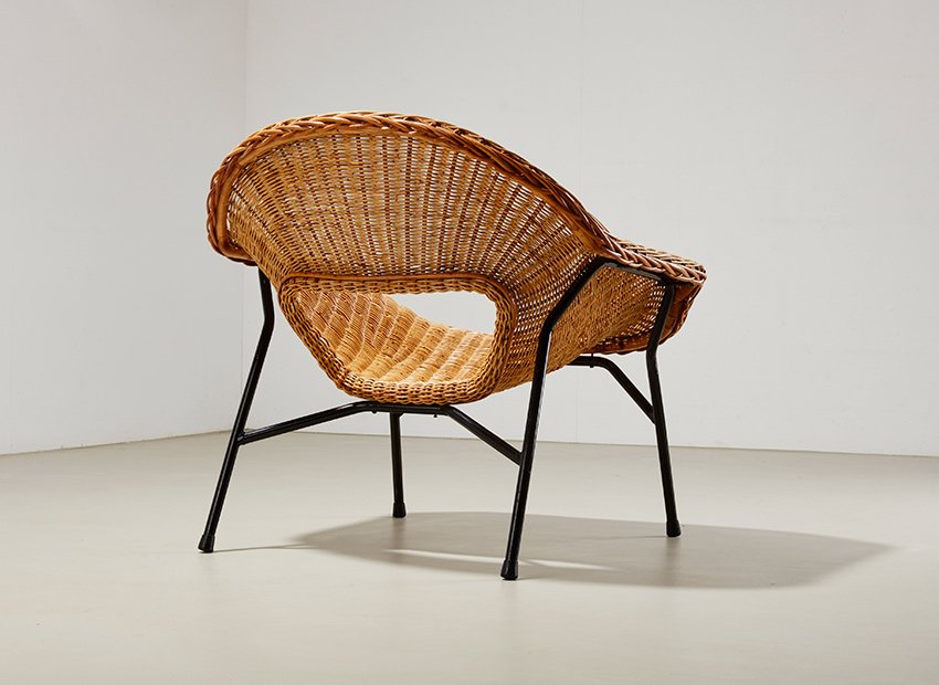 Rattan Lounge Chair by P.J. Muntendam for Gebr. Jonkers, Netherlands, 1954