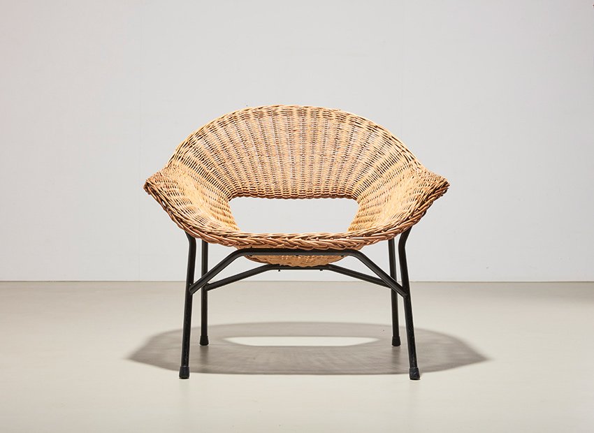 Rattan Lounge Chair by P.J. Muntendam for Gebr. Jonkers, Netherlands, 1954