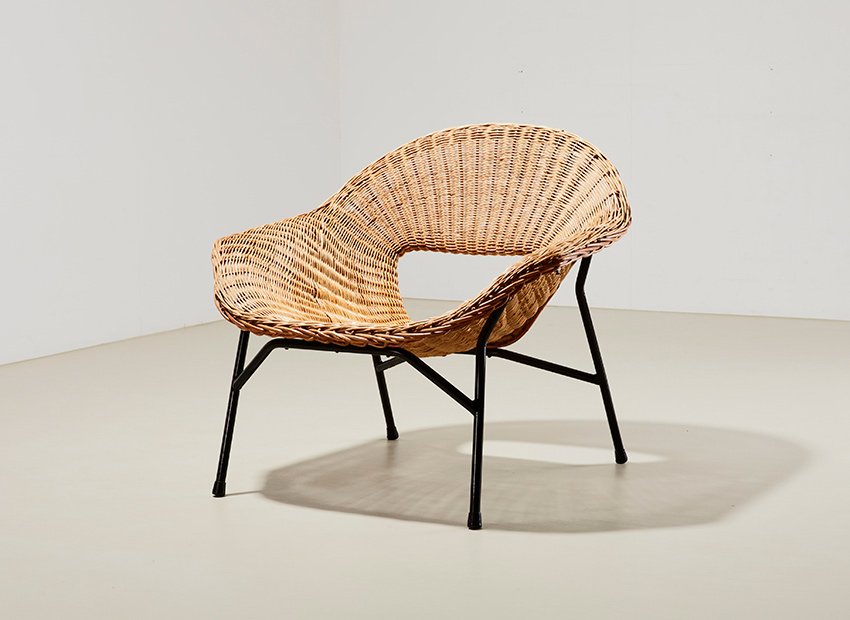 Rattan Lounge Chair by P.J. Muntendam for Gebr. Jonkers, Netherlands, 1954