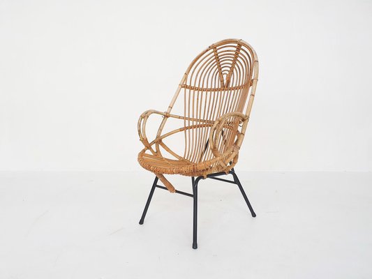 Rattan Lounge Chair by Rohe Noordwolde, The Netherlands 1950s-ZO-874672