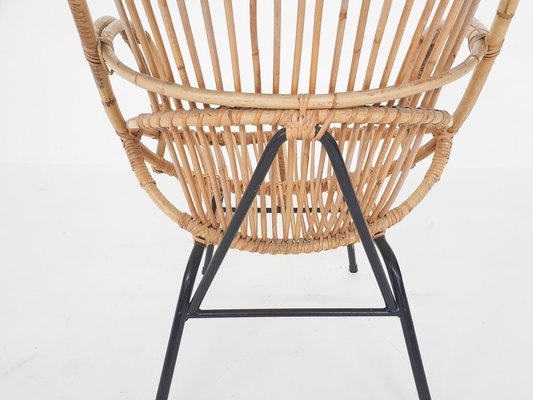 Rattan Lounge Chair by Rohe Noordwolde, The Netherlands 1950s-ZO-874672