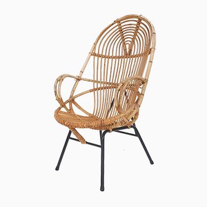 Rattan Lounge Chair by Rohe Noordwolde, The Netherlands 1950s-ZO-874672