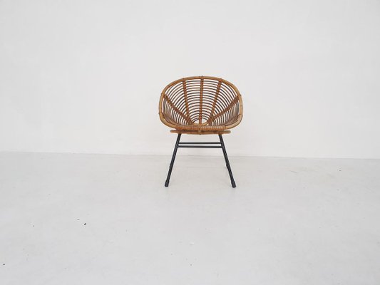 Rattan Lounge Chair from Rohe Noordwolde, 1950s-ZO-830629