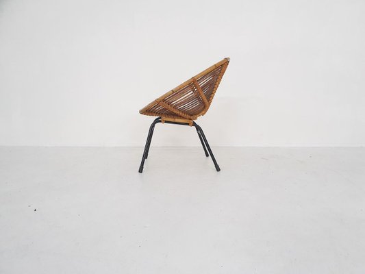 Rattan Lounge Chair from Rohe Noordwolde, 1950s-ZO-830629