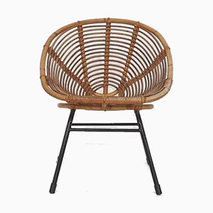 Rattan Lounge Chair from Rohe Noordwolde, 1950s-ZO-830629