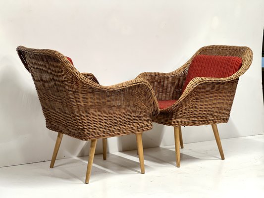 Rattan Lounge Chairs, 1960s, Set of 2-ALG-1757787