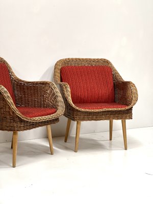 Rattan Lounge Chairs, 1960s, Set of 2-ALG-1757787