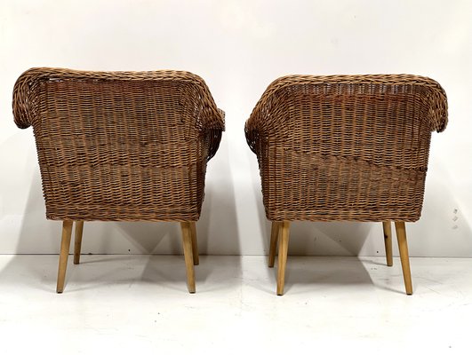 Rattan Lounge Chairs, 1960s, Set of 2-ALG-1757787