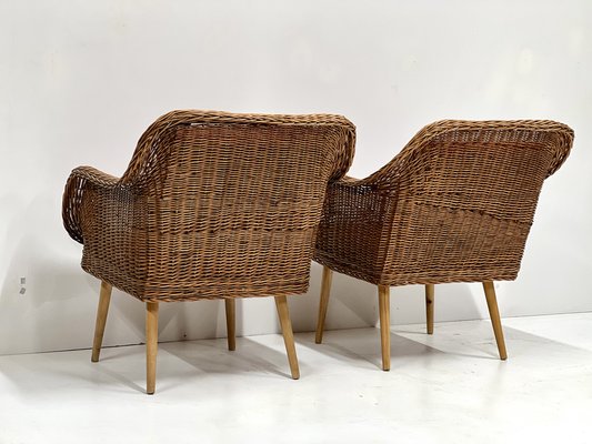 Rattan Lounge Chairs, 1960s, Set of 2-ALG-1757787