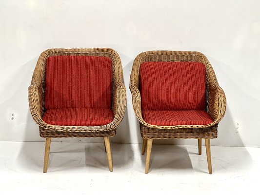 Rattan Lounge Chairs, 1960s, Set of 2-ALG-1757787