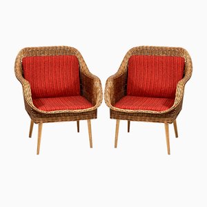 Rattan Lounge Chairs, 1960s, Set of 2-ALG-1757787