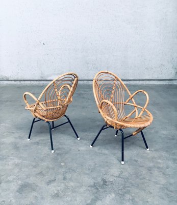 Rattan Lounge Chairs attributed to Rohe Noordwolde, 1960s, Set of 2-RQV-1772779