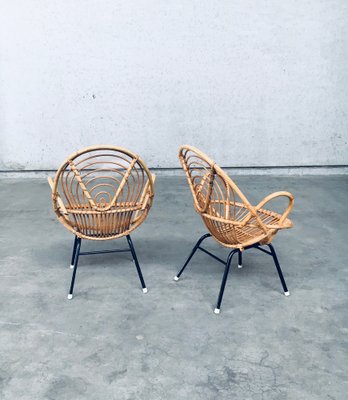 Rattan Lounge Chairs attributed to Rohe Noordwolde, 1960s, Set of 2-RQV-1772779