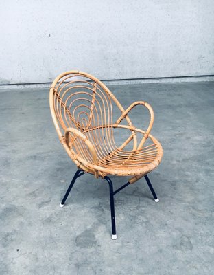 Rattan Lounge Chairs attributed to Rohe Noordwolde, 1960s, Set of 2-RQV-1772779