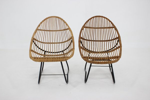 Rattan Lounge Chairs by Uluv for Alan Fuchs, Czechoslovakia, 1960s, Set of 2-TZ-1345439