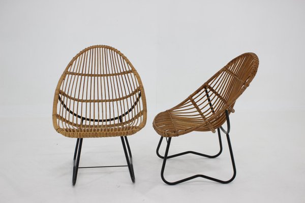 Rattan Lounge Chairs by Uluv for Alan Fuchs, Czechoslovakia, 1960s, Set of 2-TZ-1345439