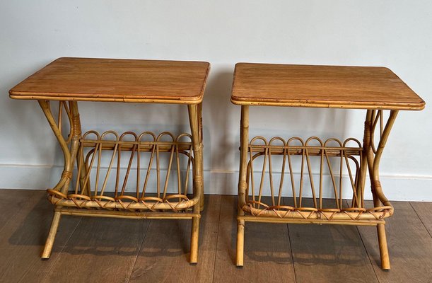 Rattan Magazine Holders, 1950s, Set of 2-BA-1619809