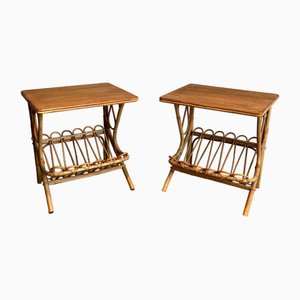 Rattan Magazine Holders, 1950s, Set of 2-BA-1619809