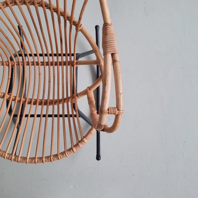 Rattan & Metal Rocking Chair from Rohé Noordwolde, 1960s-SJU-1134243