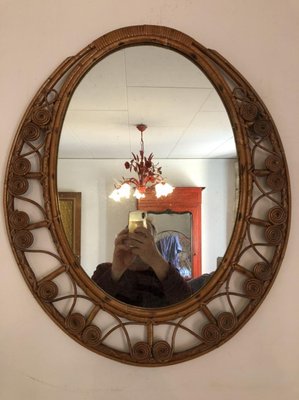 Rattan Mirror, 1950s-SDV-590754