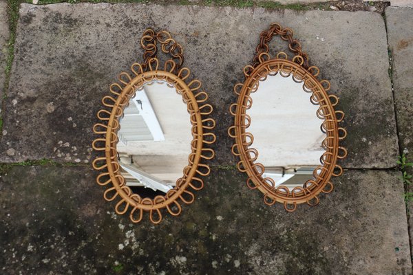 Rattan Mirrors by Franco Albini, 1960, Set of 2-KMQ-2040303