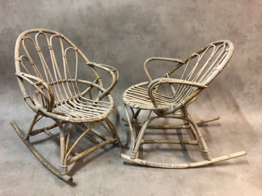 Rattan Rocking Chairs, 1960s, Set of 2-SDV-703813