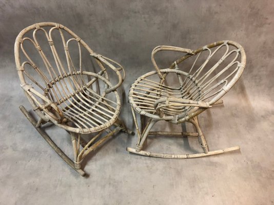 Rattan Rocking Chairs, 1960s, Set of 2-SDV-703813