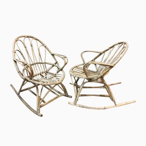 Rattan Rocking Chairs, 1960s, Set of 2-SDV-703813