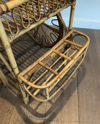 Rattan Rolling Table in the style of Audoux Minet-BA-1365439