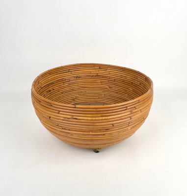 Rattan Round Flower Stand Plant Holder, Italy, 1960s-LYQ-1171234