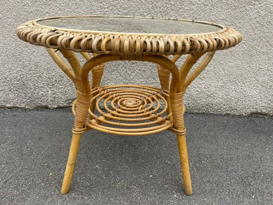 Rattan Round Table 1960s-SDV-955466