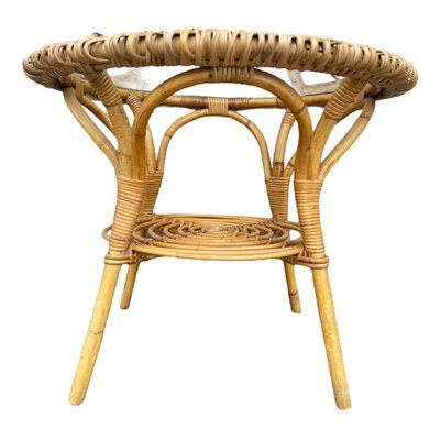 Rattan Round Table 1960s-SDV-955466