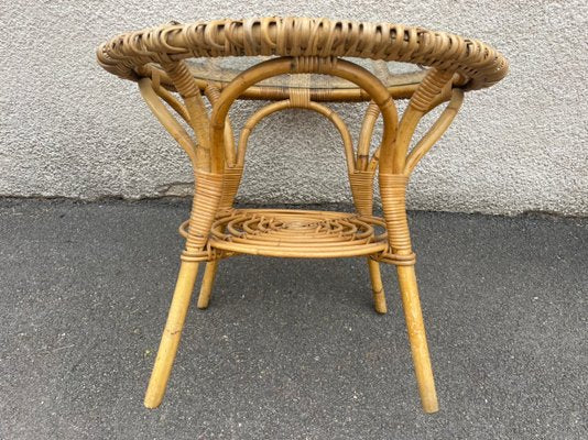 Rattan Round Table 1960s-SDV-955466