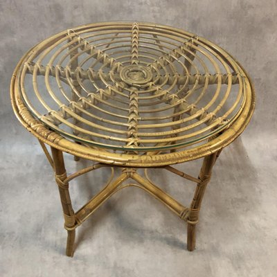 Rattan Side Table, 1960s-SDV-568281