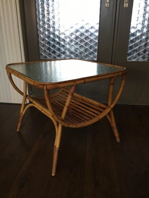 Rattan Side Table by Dirk van Sliedrecht for Rohé Noordwolde, 1950s-DE-354288