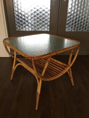 Rattan Side Table by Dirk van Sliedrecht for Rohé Noordwolde, 1950s-DE-354288