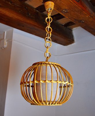 Rattan Suspension Light, France, 1960s-EJE-1373486