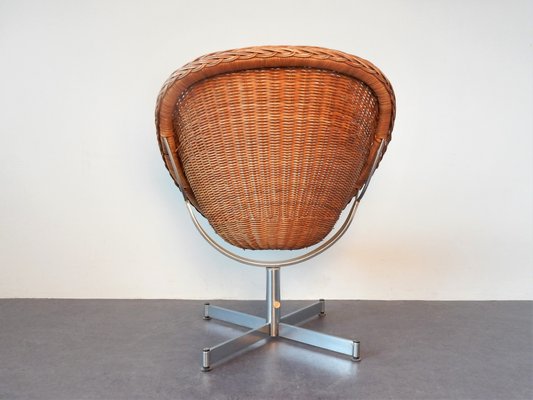 Rattan Swivel Chair by Dirk van Sliedregt for Gebroeders Jonkers Noordwolde, 1960s-NV-827278