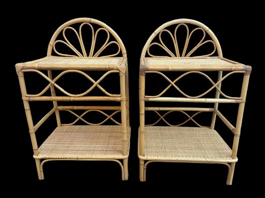 Rattan Table, Italy, 1970s, Set of 2-SDV-1757117