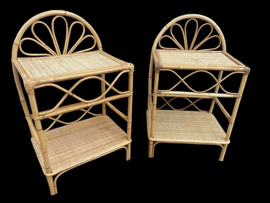 Rattan Table, Italy, 1970s, Set of 2-SDV-1757117