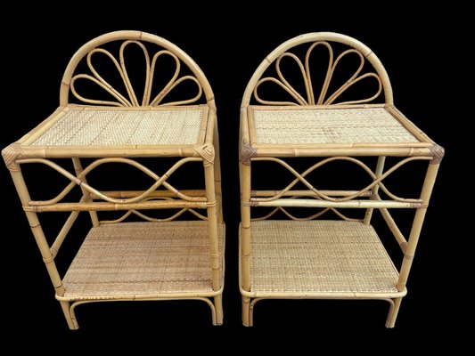 Rattan Table, Italy, 1970s, Set of 2-SDV-1757117