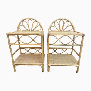 Rattan Table, Italy, 1970s, Set of 2-SDV-1757117