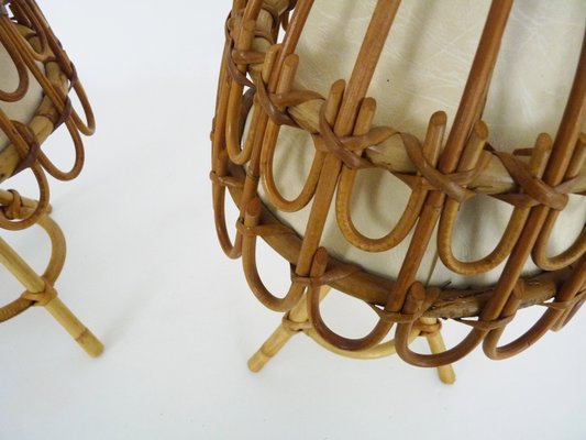 Rattan Table Lamps in the style of Louis Sognot, 1950s, Set of 2-MZP-2023453