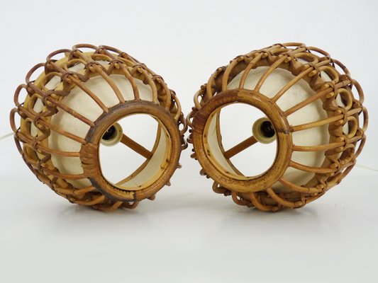 Rattan Table Lamps in the style of Louis Sognot, 1950s, Set of 2-MZP-2023453