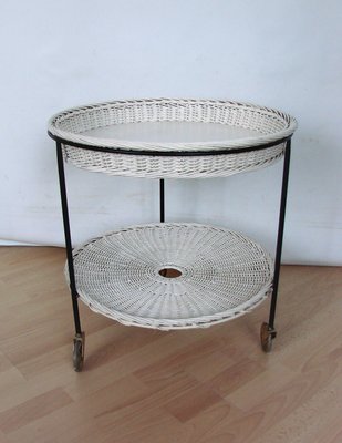 Rattan Table on Wheels, 1960s-XHP-1389659