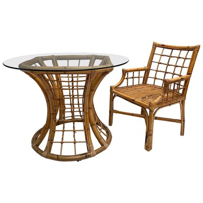 Rattan Table with Glass Top-FGA-923501