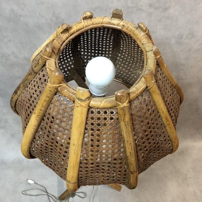 Rattan Tulip Floor Lamp, 1960s-SDV-590676