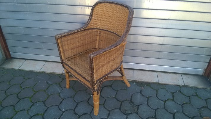 Rattan & Wicker Armchair, 1970s-WQQ-1420578