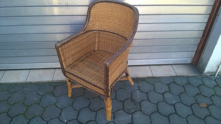 Rattan & Wicker Armchair, 1970s-WQQ-1420578