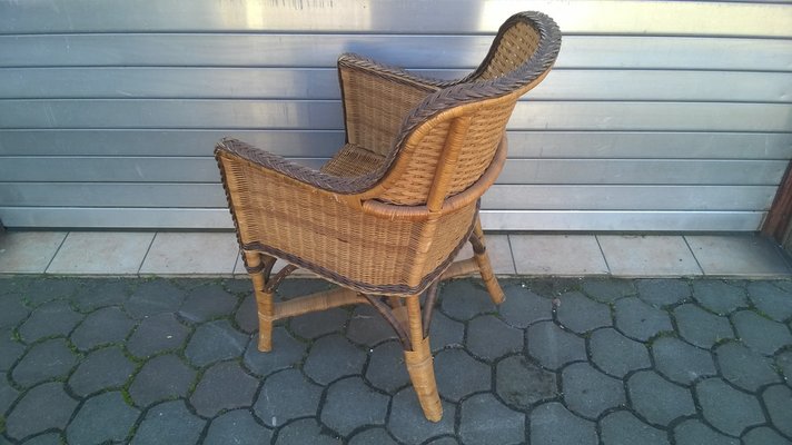 Rattan & Wicker Armchair, 1970s-WQQ-1420578